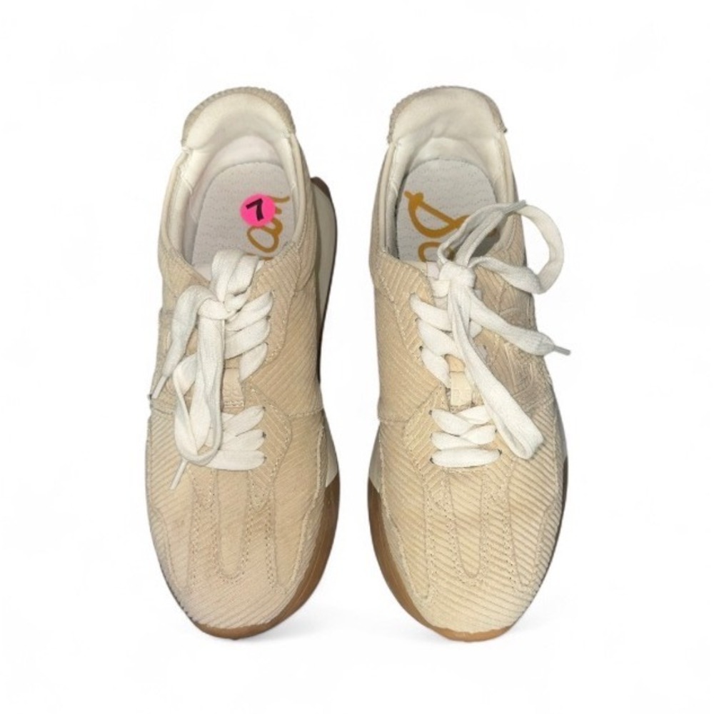 Sam Edelman Jaye Corduroy Platform Sneakers Beige Gum Sole 7 Womens